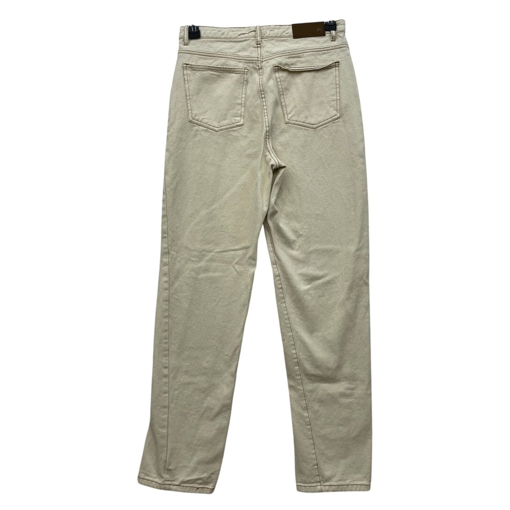 Nasty Gal High Waist Straight Leg Pants Womens 6 Beige Front Seam Split Hem Read - Picture 2 of 12